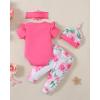 imageRenotemy Newborn Infant Baby Girl Clothes Summer Outfits Infant Romper Pants Cute Toddler Girl Clothes Gift SetRose Pink