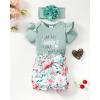 imageRenotemy Newborn Infant Baby Girl Clothes Summer Outfits Infant Romper Pants Cute Toddler Girl Clothes Gift SetShort Green Floral