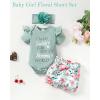imageRenotemy Newborn Infant Baby Girl Clothes Summer Outfits Infant Romper Pants Cute Toddler Girl Clothes Gift SetShort Green Floral