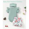 imageRenotemy Newborn Infant Baby Girl Clothes Summer Outfits Infant Romper Pants Cute Toddler Girl Clothes Gift SetShort Green Floral