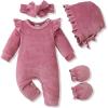 imageRenotemy Newborn Baby Girl Clothes Fall Winter Outfits Infant Rompers Solid Jumpsuits Bodysuit Cute Infant Baby Clothes GirlPurple