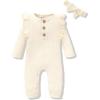 imageRenotemy Newborn Baby Girl Clothes Fall Winter Outfits Infant Rompers Solid Jumpsuits Bodysuit Cute Infant Baby Clothes GirlRibbed Whitelong Sleeve