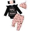 imageRenotemy Newborn Baby Girl Clothes Outfits Infant Romper Ruffle Floral Pants Cute Toddler Baby Girl Clothes SetPinkblack