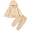 imageRenotemy Newborn Infant Baby Girl Clothes Outfits Fall Winter Long Sleeve Sweatshirts Pants Cute Baby Girl Outfits SetHoodie Beige
