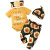 imageRenotemy Newborn Infant Baby Girl Clothes Summer Outfits Infant Romper Pants Cute Toddler Girl Clothes Gift SetYellow Sunflower