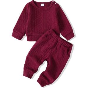 imageRenotemy Newborn Infant Baby Girl Clothes Outfits Fall Winter Long Sleeve Sweatshirts Pants Cute Baby Girl Outfits SetCotton Winered