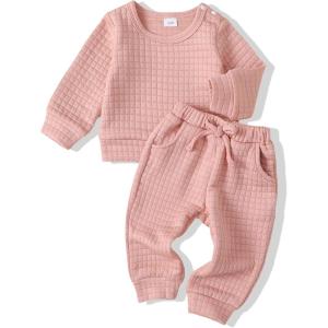 imageRenotemy Newborn Infant Baby Girl Clothes Outfits Fall Winter Long Sleeve Sweatshirts Pants Cute Baby Girl Outfits SetCottonplaid Pink