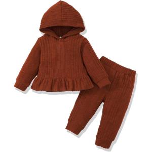 imageRenotemy Newborn Infant Baby Girl Clothes Outfits Fall Winter Long Sleeve Sweatshirts Pants Cute Baby Girl Outfits SetHoodie Red