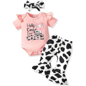 imageRenotemy Newborn Infant Baby Girl Clothes Summer Outfits Infant Romper Pants Cute Toddler Girl Clothes Gift SetFlare Pink