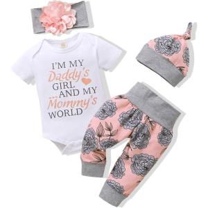 imageRenotemy Newborn Infant Baby Girl Clothes Summer Outfits Infant Romper Pants Cute Toddler Girl Clothes Gift SetPink