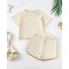 imageRenotemy Toddler Baby Boy Boy Summer Clothes Waffle Short Sleeve TShirt Short Pants Two Piece Solid Outfit Sports Short SetBeige