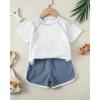 imageRenotemy Toddler Baby Boy Boy Summer Clothes Waffle Short Sleeve TShirt Short Pants Two Piece Solid Outfit Sports Short SetBlue
