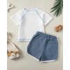 imageRenotemy Toddler Baby Boy Boy Summer Clothes Waffle Short Sleeve TShirt Short Pants Two Piece Solid Outfit Sports Short SetBlue
