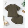 imageRenotemy Toddler Baby Boy Boy Summer Clothes Waffle Short Sleeve TShirt Short Pants Two Piece Solid Outfit Sports Short SetGreen
