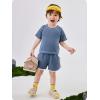 imageRenotemy Toddler Baby Boy Boy Summer Clothes Waffle Short Sleeve TShirt Short Pants Two Piece Solid Outfit Sports Short SetSolid Blue