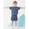 imageRenotemy Toddler Baby Boy Boy Summer Clothes Waffle Short Sleeve TShirt Short Pants Two Piece Solid Outfit Sports Short SetSolid Blue