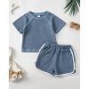 imageRenotemy Toddler Baby Boy Boy Summer Clothes Waffle Short Sleeve TShirt Short Pants Two Piece Solid Outfit Sports Short SetSolid Blue