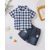 imageToddler Baby Boy Clothes Summer Outfits Cotton Short Sleeve TShirt Dinosaurs Shorts Set Boy Clothes Outfits SetDenim Blue