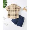 imageToddler Baby Boy Clothes Summer Outfits Cotton Short Sleeve TShirt Dinosaurs Shorts Set Boy Clothes Outfits SetPlaid Apricot