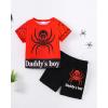 imageToddler Baby Boy Clothes Summer Outfits Cotton Short Sleeve TShirt Dinosaurs Shorts Set Boy Clothes Outfits SetRed Spider