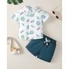 imageToddler Baby Boy Clothes Summer Outfits Cotton Short Sleeve TShirt Dinosaurs Shorts Set Boy Clothes Outfits SetWhite Blue