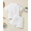 imageToddler Baby Boy Clothes Summer Outfits Cotton Short Sleeve TShirt Dinosaurs Shorts Set Boy Clothes Outfits SetWhite Linen
