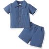imageToddler Baby Boy Clothes Summer Outfits Cotton Short Sleeve TShirt Dinosaurs Shorts Set Boy Clothes Outfits SetBlue Shirt