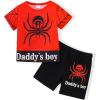 imageToddler Baby Boy Clothes Summer Outfits Cotton Short Sleeve TShirt Dinosaurs Shorts Set Boy Clothes Outfits SetRed Spider