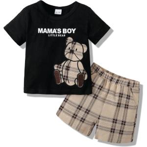 imageToddler Baby Boy Clothes Summer Outfits Cotton Short Sleeve TShirt Dinosaurs Shorts Set Boy Clothes Outfits SetBlack Bear