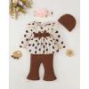 imageRenotemy Preemie Newborn Baby Girl Clothes Infant Romper Fall Winter Outfits Gifts for Girls Cute Bell Bottoms Pant SetsBrown