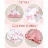 imageRenotemy Preemie Newborn Baby Girl Clothes Infant Romper Fall Winter Outfits Gifts for Girls Cute Bell Bottoms Pant SetsPink