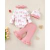 imageRenotemy Preemie Newborn Baby Girl Clothes Infant Romper Fall Winter Outfits Gifts for Girls Cute Bell Bottoms Pant SetsPink
