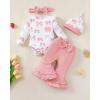 imageRenotemy Preemie Newborn Baby Girl Clothes Infant Romper Fall Winter Outfits Gifts for Girls Cute Bell Bottoms Pant SetsPink