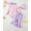imageRenotemy Preemie Newborn Baby Girl Clothes Infant Romper Fall Winter Outfits Gifts for Girls Cute Bell Bottoms Pant SetsPurple