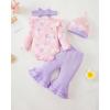 imageRenotemy Preemie Newborn Baby Girl Clothes Infant Romper Fall Winter Outfits Gifts for Girls Cute Bell Bottoms Pant SetsPurple