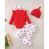 imageRenotemy Preemie Newborn Baby Girl Clothes Infant Romper Fall Winter Outfits Gifts for Girls Cute Bell Bottoms Pant SetsRed