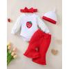 imageRenotemy Preemie Newborn Baby Girl Clothes Infant Romper Fall Winter Outfits Gifts for Girls Cute Bell Bottoms Pant SetsRed Strawberry
