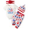 imageRenotemy Newborn Infant Baby Girl Clothes Summer Outfits Infant Romper Pants Cute Toddler Girl Clothes Gift Set4th of July White