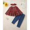 imageRenotemy Baby Girl Clothes Toddler Girl Clothes Outfits Infant Clothing Jeans Pants Set Cute Clothes Set for GirlsRed Green Plaid