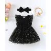 imageRenotemy Baby Girl Flower Dress Summer Tutu Tulle Boho Princess Wedding Birthday Party Dresses for Infant Girls 018 MonthsBlack Sequin