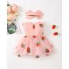 imageRenotemy Baby Girl Flower Dress Summer Tutu Tulle Boho Princess Wedding Birthday Party Dresses for Infant Girls 018 MonthsStrawberry Tulle