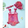 imageRenotemy Baby Girl Swimsuit Infant Bathing Suit Swimwear Sleeveless Bikini Tankini Toddler Girl OnePiece Swimsuit with HatPink Heart