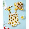 imageRenotemy Baby Girl Swimsuit Infant Bathing Suit Swimwear Sleeveless Bikini Tankini Toddler Girl OnePiece Swimsuit with HatYellow Sunflower