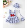 imageRenotemy Newborn Infant Baby Girl Dresses Summer Outfits Boho Casual Sundress Gifts Toddler Clothes for Girl with Hat and BagBlue Stripe