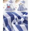 imageRenotemy Newborn Infant Baby Girl Dresses Summer Outfits Boho Casual Sundress Gifts Toddler Clothes for Girl with Hat and BagBlue Stripe