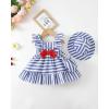 imageRenotemy Newborn Infant Baby Girl Dresses Summer Outfits Boho Casual Sundress Gifts Toddler Clothes for Girl with Hat and BagBlue Stripe