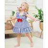 imageRenotemy Newborn Infant Baby Girl Dresses Summer Outfits Boho Casual Sundress Gifts Toddler Clothes for Girl with Hat and BagBlue Stripe