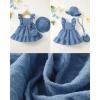 imageRenotemy Newborn Infant Baby Girl Dresses Summer Outfits Boho Casual Sundress Gifts Toddler Clothes for Girl with Hat and BagDenim Blue