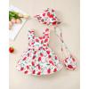 imageRenotemy Newborn Infant Baby Girl Dresses Summer Outfits Boho Casual Sundress Gifts Toddler Clothes for Girl with Hat and BagStrawberry
