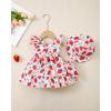 imageRenotemy Newborn Infant Baby Girl Dresses Summer Outfits Boho Casual Sundress Gifts Toddler Clothes for Girl with Hat and BagStrawberry